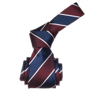 Republic Mens Blue/ Burgundy Striped Microfiber Neck Tie