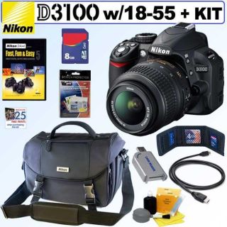 Nikon D3100 14.2MP DSLR Camera and 18 55 AF S DX VR Zoom Lens with 8GB