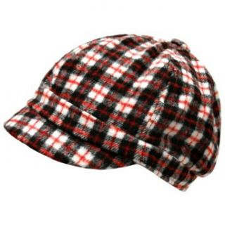 Black Red White Plaid Jockey Newsboy Hat Clothing