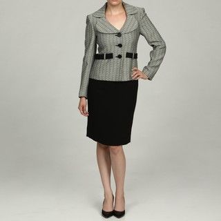 Kasper Womens 3 button Belted Jacket Skirt Suit