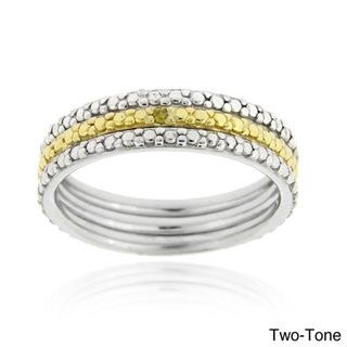 DB Designs Two tone or Tri color Silver Diamond 3 piece Ring Set