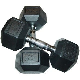 Valor Fitness RH 35 35lb Rubber Hex Dumbbell (Pair)