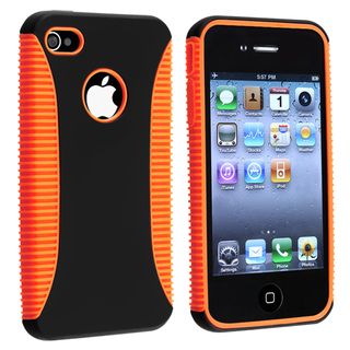Orange TPU/ Black Plastic Hybrid Case for Apple iPhone 4/ 4S