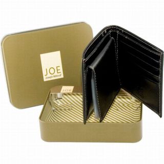 Joe by Joseph Abboud Mens Black Leather Passcase Bi Fold Wallet