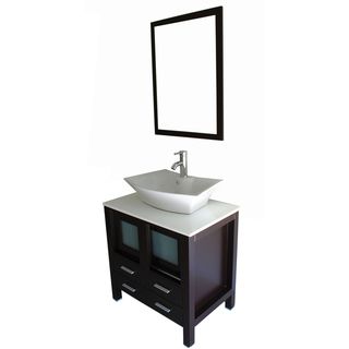 Modern Single Ceramic Sink with Cultured Marble Top Bathroom Vanity