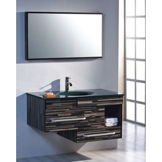 Striped Tempered Glass 39.5 inch Single sink Glass Vanity