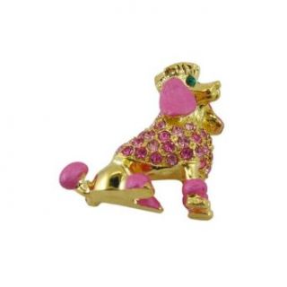 Pink Poodle Pin Pendant Jeweled Clothing
