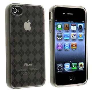Clear Smoke Argyle TPU Rubber Skin Case for Apple iPhone 4/ 4S
