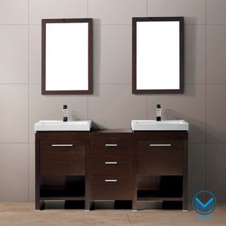 Vigo Adonia Double Freestanding Vanity with Sinks and Mirrors