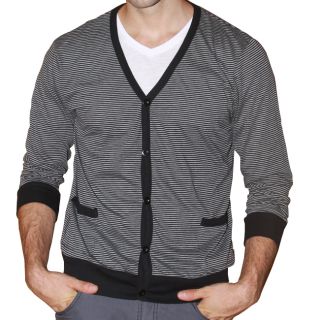 191 Unlimited Mens Grey Stripe Cardigan Sweater Today $21.99   $45