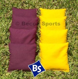 Cornhole Bags Set   4 Yellow & 4 Burgundy: Sports