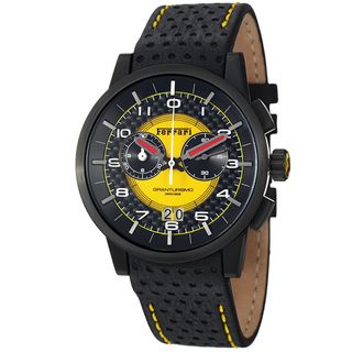 Ferrari Mens Granturismo Black Dial Leather Strap Chronograph Watch