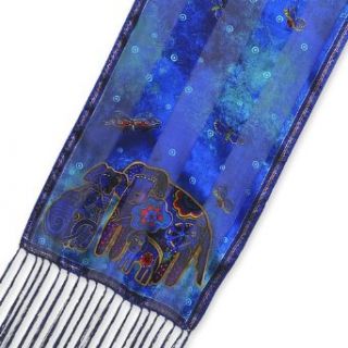 Canine Family Silk Scarf with Fringe by Laurel Burch