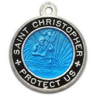 St. Christopher Surf Medal   Small Aquamarine/Black