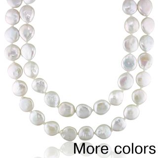 Miadora Freshwater White or Grey Pearl Endless Necklace (13 14 mm