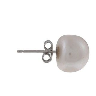 Sterling Silver White Freshwater Pearl Stud Earrings (11 11.5 mm