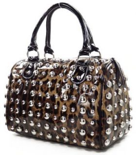 Leopard Patent Leather All Over Stud Hangbag Purse
