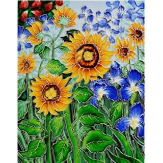 Van Gogh Sunflower and Irises Ceramic Wall Tile