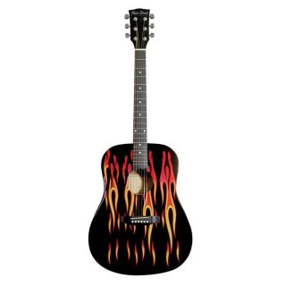 Main Street Black Flames Dreadnought Acoustic Guitar Today: $96.99