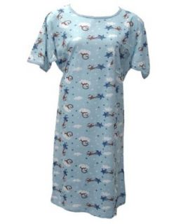 Short Sleeve Monkeys In The Clouds Print Cotton Nightgown