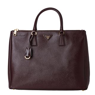 Prada Burgundy Saffiano Leather Top handle Tote Bag