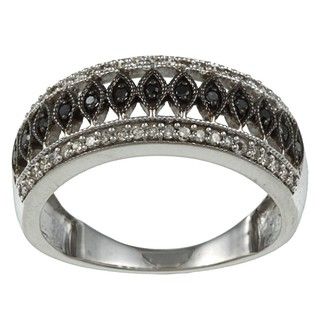 Sterling Silver 1/4ct TDW Black and White Diamond Ring (J, I2