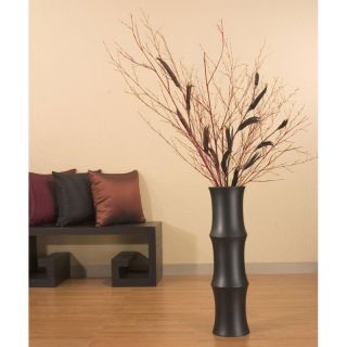 24 inch Black Mango Wood Floor Vase