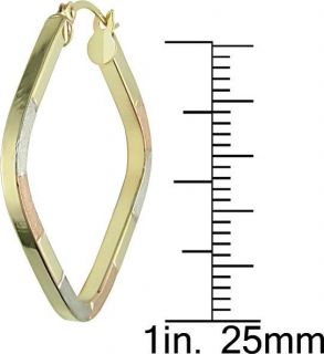 10k Tri tone Gold 24 mm Diamond shaped Hoop Earrings
