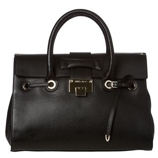 Jimmy Choo Rosalie Black Grainy Leather Satchel Handbag