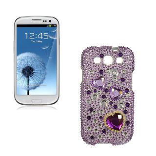 Premium Samsung Galaxy S III/S3 Purple Heart Rhinestone Case