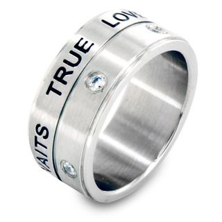 Stainless Steel Stacked True Love Waits Ring