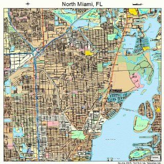 Street & Road Map of North Miami, Florida FL   Printed