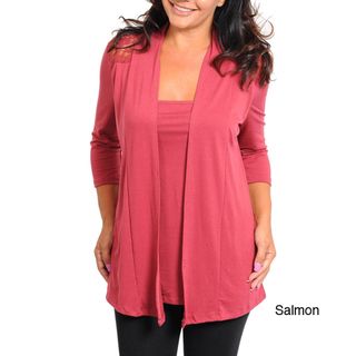 Stanzino Womens 3/4 Sleeve Plus Size Cardigan Shirt