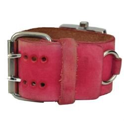 Nemesis Mens Racing Sport Pink Leather Cuff Watch
