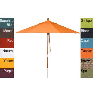 PHAT TOMMY 9 Foot Pacifica Fabric Marenti Wood Market Patio Umbrella