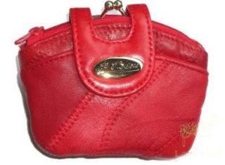 LADIES SNAP TOP LEATHER PATCHWORK PURSE (4974) (RED) Shoes