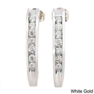 14k Gold 1/2ct TDW Diamond J Hoop Earrings