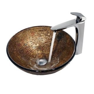 Vigo Textured Copper Vessel Sink and Round edged Faucet Combo