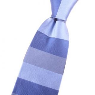 Blue silk tie with woven horizontal stripes Clothing