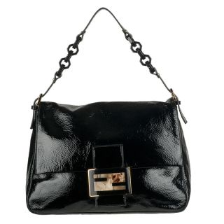 Fendi Mamma Crinkle Patent Leather Shoulder Bag