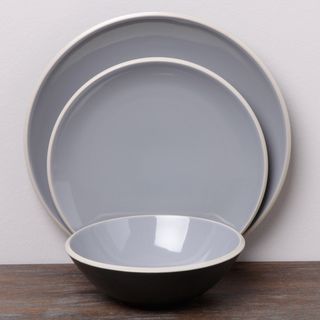 Denby Grey/ Black 12 piece Dinnerware Set