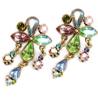 Sweet Romance Bronzetone Austrian Crystal Vintage Aurora Earrings