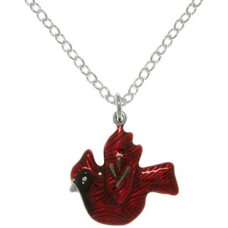 CGC Pewter Red Cardinal Bird Charm Necklace