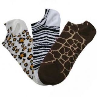 Leopard Giraffe Zebra 3 Pair No Show Ped Socks Clothing