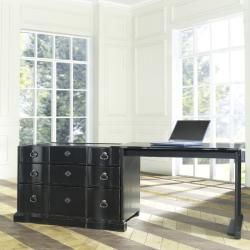 Distressed Painted Black Accent Chest with Slide Out Desk