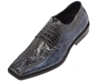 Navy Dress Shoe Exotic Croc Print Oxford Style 6720 Grey 011 Shoes