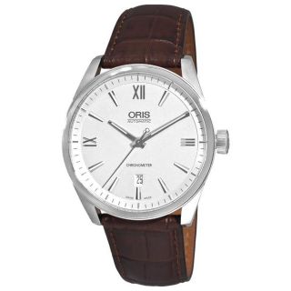 Oris Mens Artix Chronometer Date Brown Leather Strap Watch