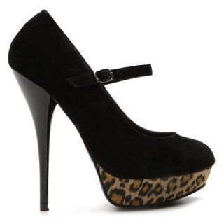 Suede Mary Jane Platforms Classic High Heel Black Leopard Shoes Shoes