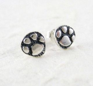 Sterling Silver Paw Print Post Earrings: Clothing