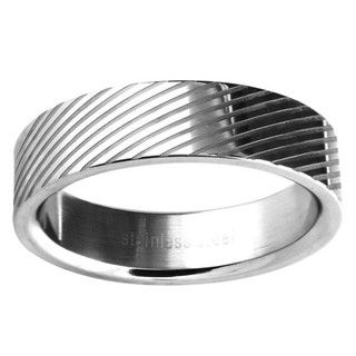 Stainless Steel Womens Wedding style Etched Band